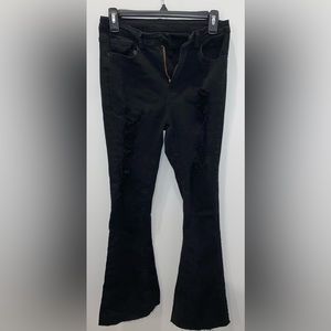 SHEIN Black Flare Jeans with Rips Size M